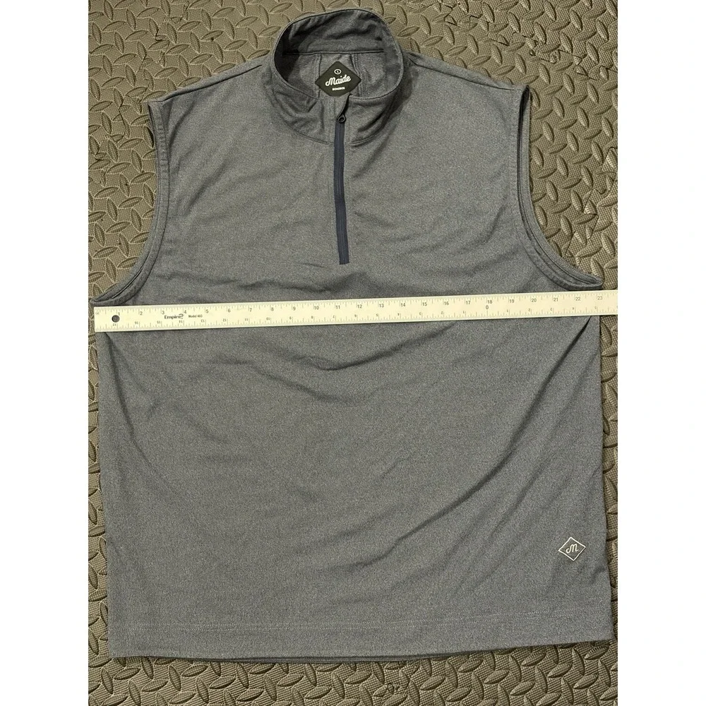 Maide by Bonobos Quarter 1/4 Zip Golf Vest Large Gray Pull Over Outdoor Soft EUC